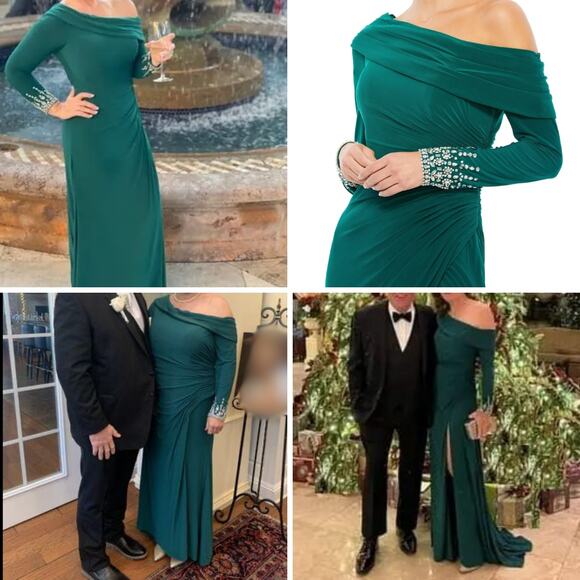 MAC DUGGAL DRESS GOWN 16 GREEN MOTHER OF BRIDE BRIDESMAID HOLIDAYS FORMAL - Picture 3 of 16